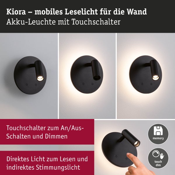 Wandleuchte mit Touchdimmer und Akku