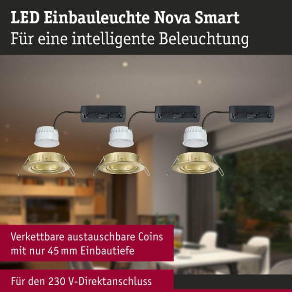 LED Einbauleuchte Nova Coin rund 84mm 50° RGBW+ 3x6W 3x500lm 230V Gold matt Aluminium
