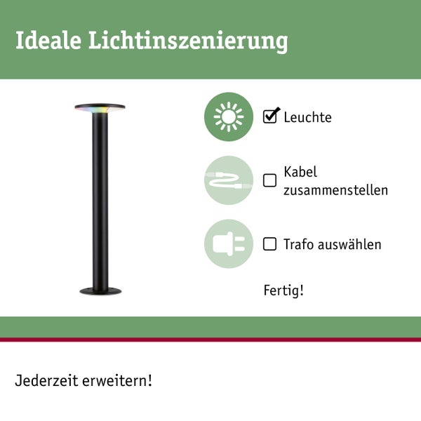 LED Pollerleuchte Smart Home Zigbee 3.0 Plate IP44 zylindrisch 600mm RGBW+ 5W 200lm 230V Anthrazit Metall, Kunststoff