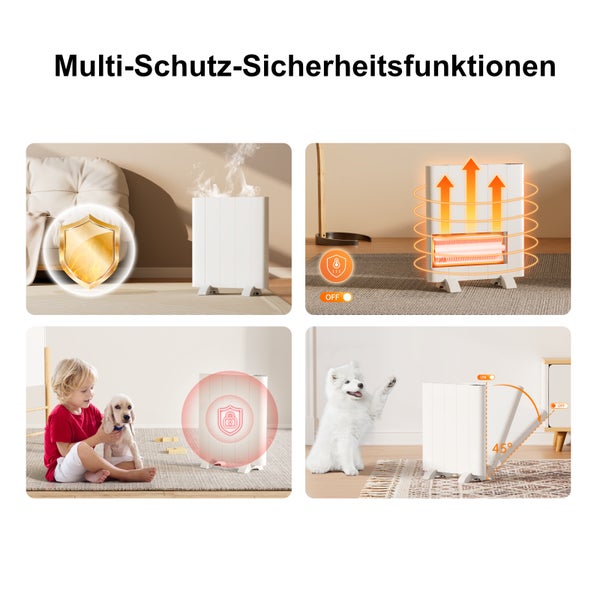 EMKE Elektro-Heizkörper Anthrazit Flachheizkörper Aluminium Stehend/wandmontierbar, Wifi-Steuerung LCD-Display Timing-Funktion Elektroheizung 1500W