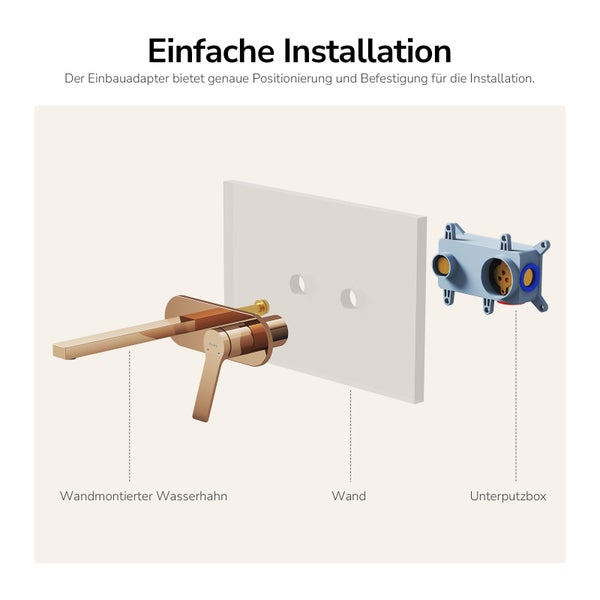 Montage eines Unterputz-Wasserhahns mit Unterputzbox und Wandadapter