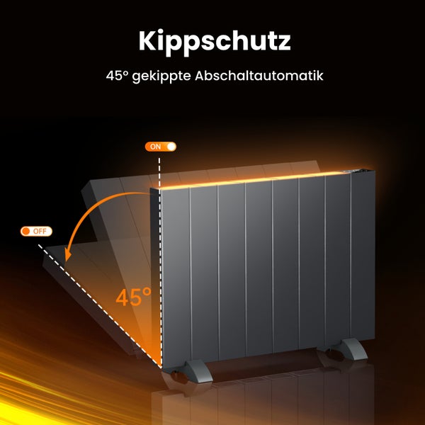 EMKE Elektro-Heizkörper Anthrazit Flachheizkörper Aluminium Stehend/wandmontierbar, Wifi-Steuerung LCD-Display Timing-Funktion Elektroheizung 1500W