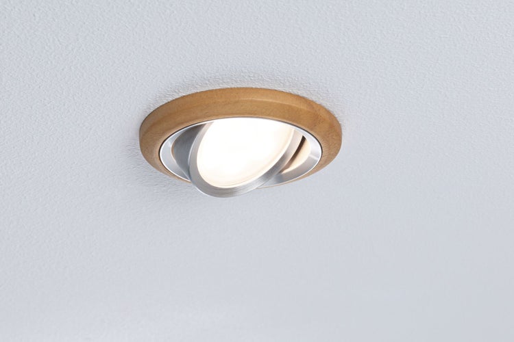 LED Einbauleuchte Lanati 3er-Set rund 84mm 30° Coin 3x6W 3x470lm 230V 2700K Farbton Eiche geölt, Alu gedreht