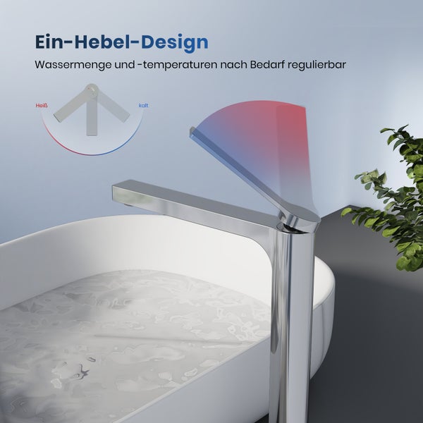 Einhebelmischer zur Regulierung von Wassermenge und Temperatur im Waschbecken