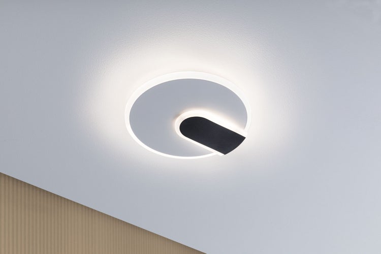 Moderne runde LED-Deckenleuchte mit integriertem dunklem Dekorelement