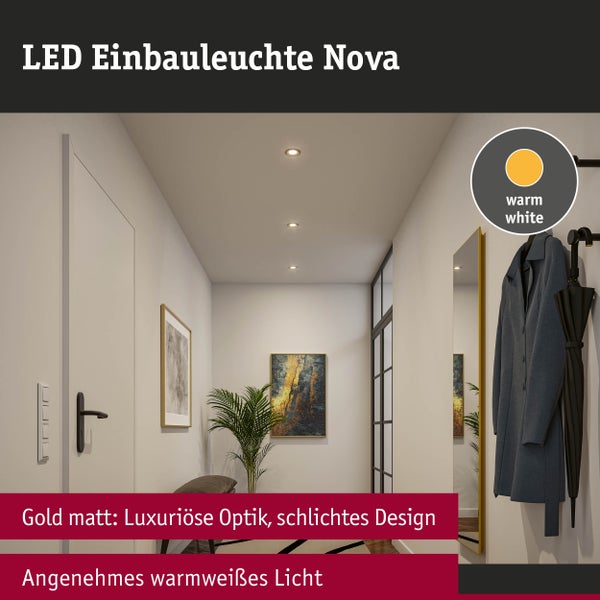 LED Einbauleuchte 3-Step-Dim Nova Coin 3-Step-Dim Basisset schwenkbar rund 84mm 50° Coin 3x6W 3x470lm 230V dimmbar 2700K Gold matt