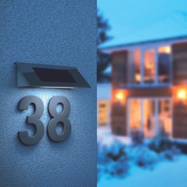 BASI Solar-Wandleuchte SWL 60 für z.B. Hausnummern mit 4 weißen LEDs Material Edelstahl