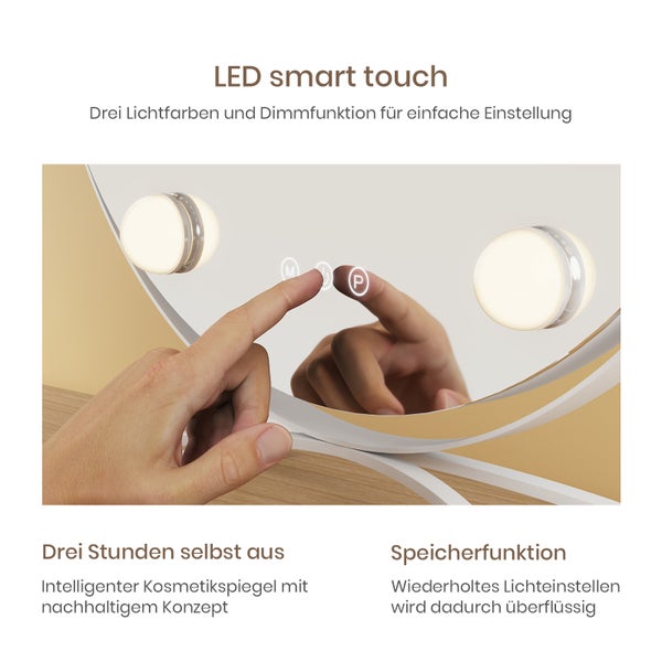 Kosmetikspiegel mit LED-Beleuchtung und Touchfunktion