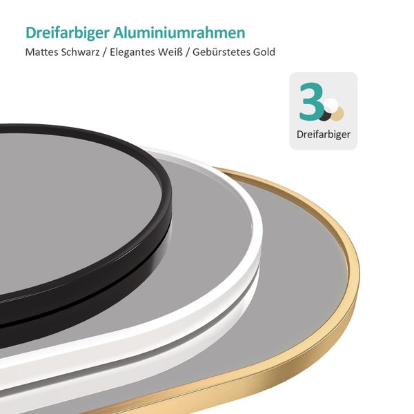 EMKE Bogen Standspiegel Ganzkörperspiegel mit Rahmen aus Aluminiumlegierung für Wohn-,Schlaf-, Aufenthalt und Ankleidezimmer, Schwarz, 160x60cm