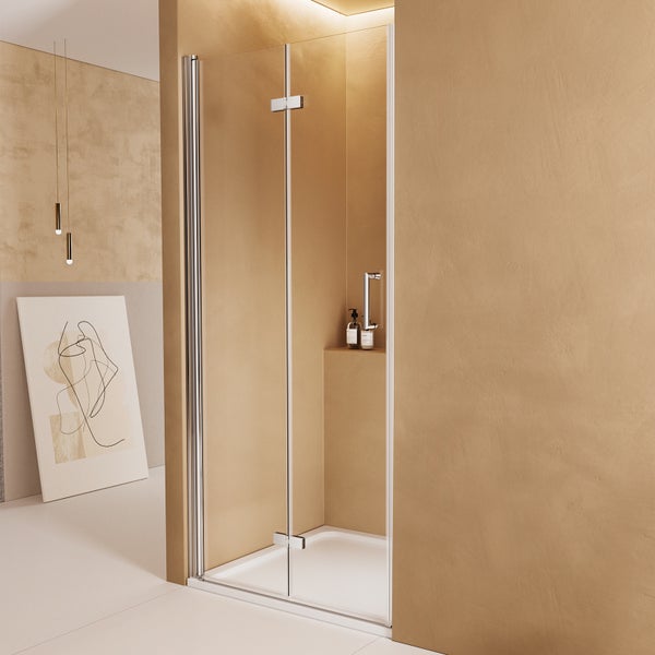 EMKE Duschkabine 80x195cm Falttür Eckeinstieg Duschabtrennung 180º faltbar Drehfalttür 6mm ESG Sicherheitsglas