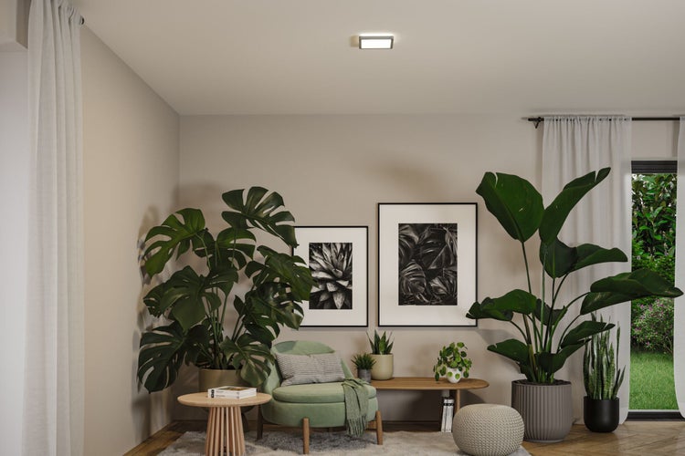 LED Panel Atria Shine IP44 eckig 190x190mm 8W 1160lm 3000 - 6500K Chrom matt