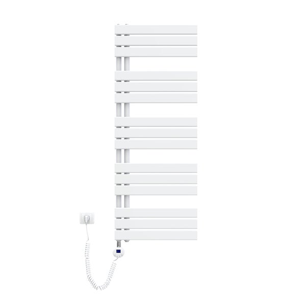 Elektrischer Handtuchwärmer mit horizontalen Heizstäben und Netzstecker