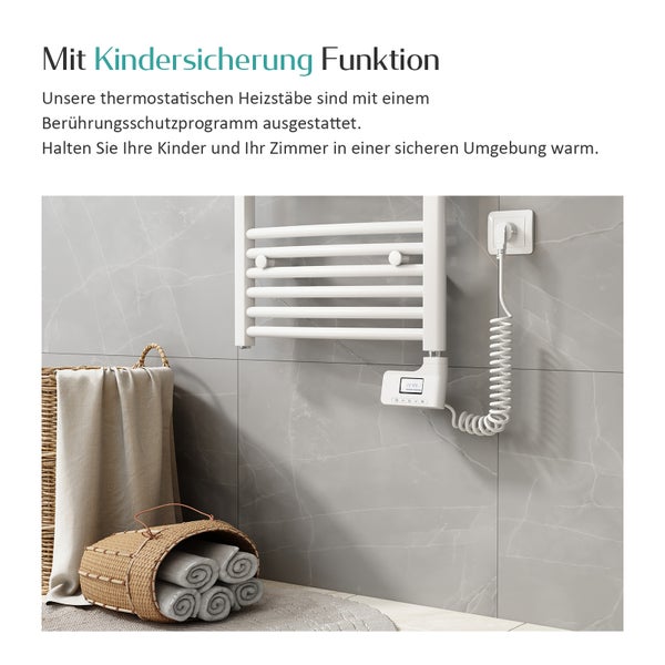 EMKE Heizstab mit Thermostat und LCD Display 900W, Heizpatrone für Badheizkörper Heizelement aus Edelstahl Heizungen Heizkörper Heizelemente