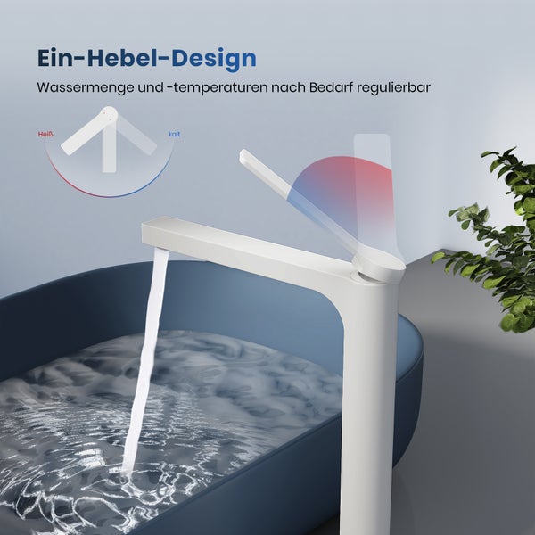 Einhebelmischer am Waschbecken mit fließendem Wasser