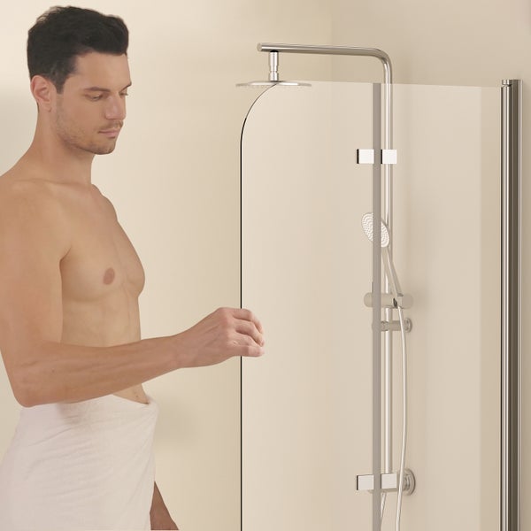 EMKE Badewannenaufsatz 2-teilig 110 x 140 cm – Duschwand für Badewanne, faltbar, mit Nano-Beschichtung zur einfachen Reinigung, 6mm ESG Glas