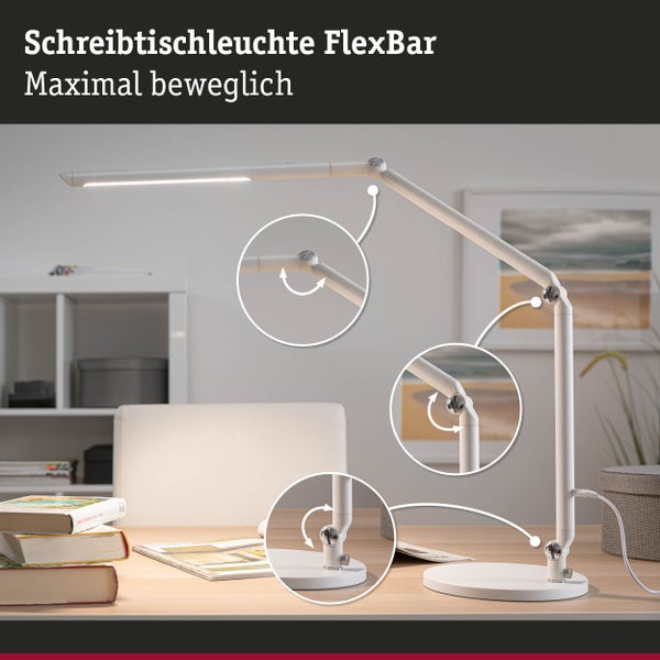 LED Schreibtischleuchte 3-Step-Dim FlexBar White Switch 700lm 9,5W Weiß