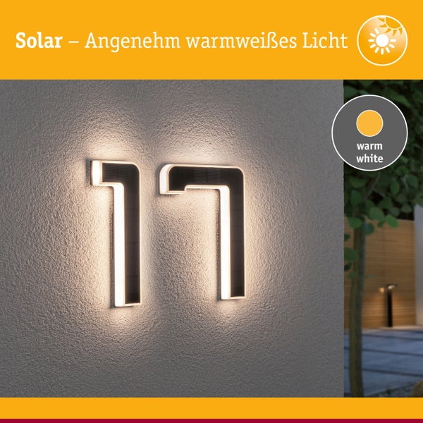 Set Solar LED Hausnummernleuchte inkl. wechselbarer Akku Nummer 17 3000K 2x6lm 2x0,2W Schwarz