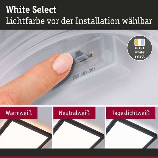 LED Panel Atria Shine IP44 eckig 190x190mm 8W 1160lm 3000 - 6500K Schwarz