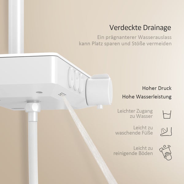 EMKE Duschsystem mit Thermostat Glasablage, Handbrause, 3 Strahlart(en), 45cm Thermostatische Platte,Regendusche mit Armatur