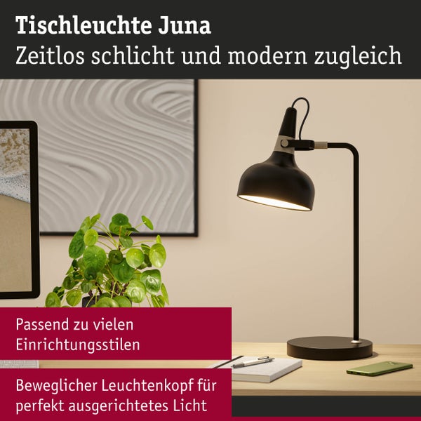 Tischleuchte Juna E14 max. 20W Schwarz matt, Champagner Metall