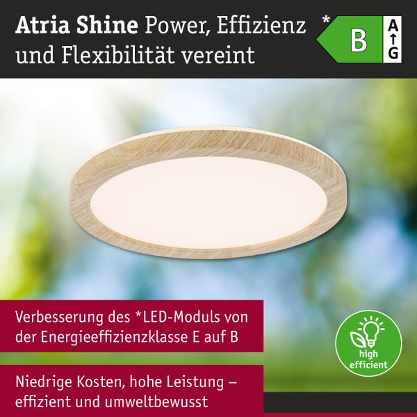 LED Panel Atria Shine IP44 rund 190mm 7,6W 1100lm 3000 - 6500K Holzoptik