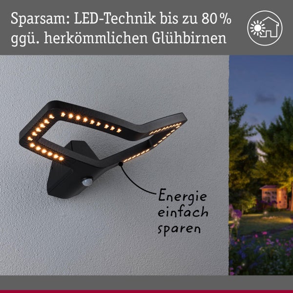 Schwarze LED Außenwandleuchte mit Bewegungsmelder