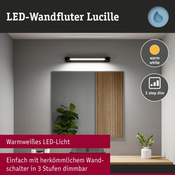Selection Bathroom LED Wandleuchte Lucille IP44 2700K 1300lm 230V 17W dimmbar Schwarz