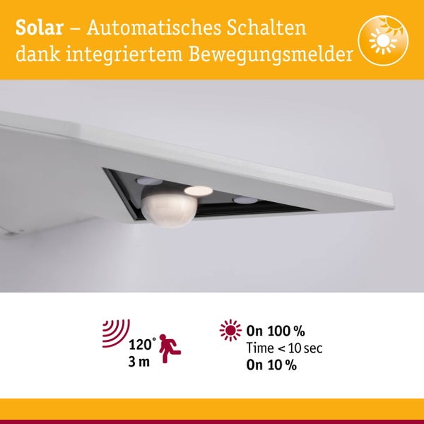Solar LED Hausnummernleuchte Yoko Dämmerungsgesteuerter Bewegungsmelder (IR) IP44 3000K 42lm Weiß