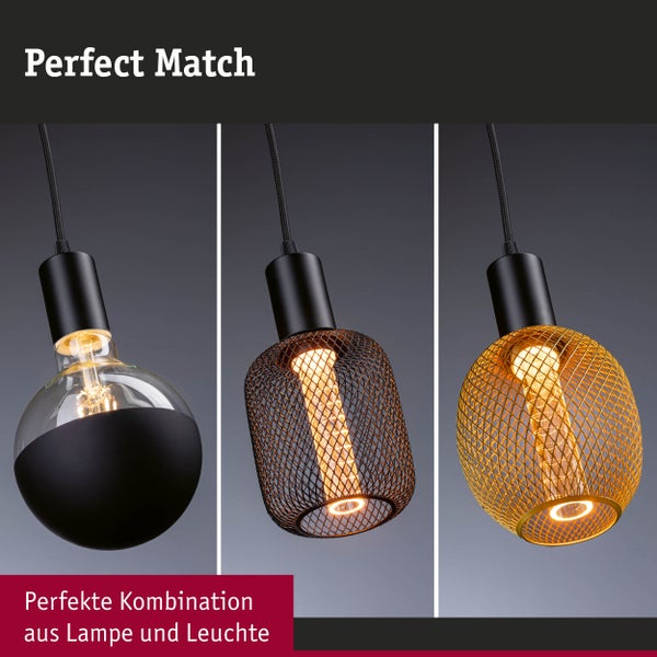 Pendelleuchte Ravi IP44 E27 1800K 200lm 4,2W Schwarz matt