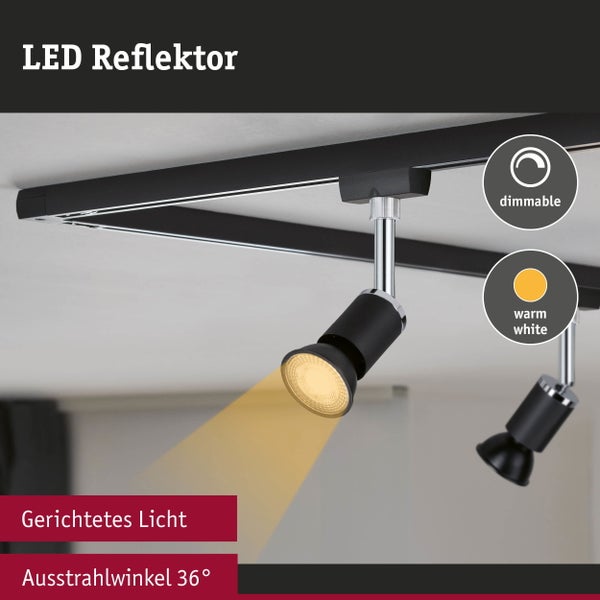 Set Standard 230V LED Reflektor GU10 3er-Set 3x460lm 3x7W 2700K dimmbar Schwarz matt