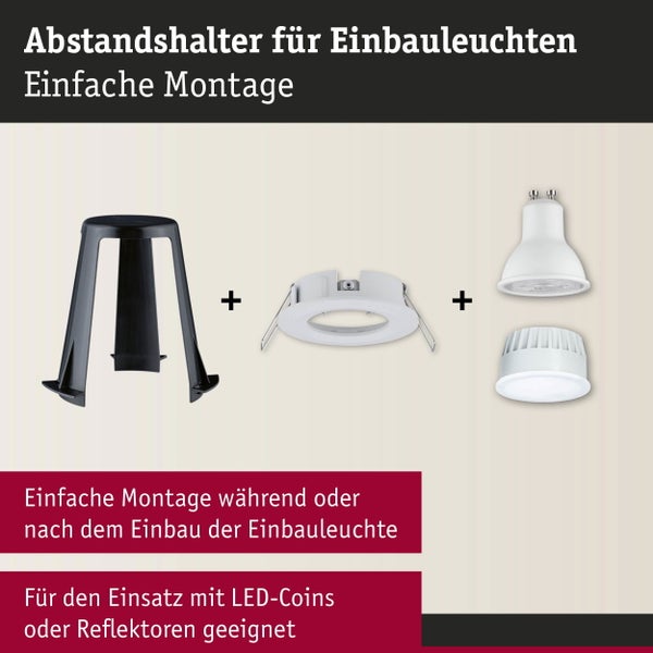 Einbauleuchten Zubehör Abstandshalter für Einbauleuchten 62 - 90mm 20er-Set Schwarz