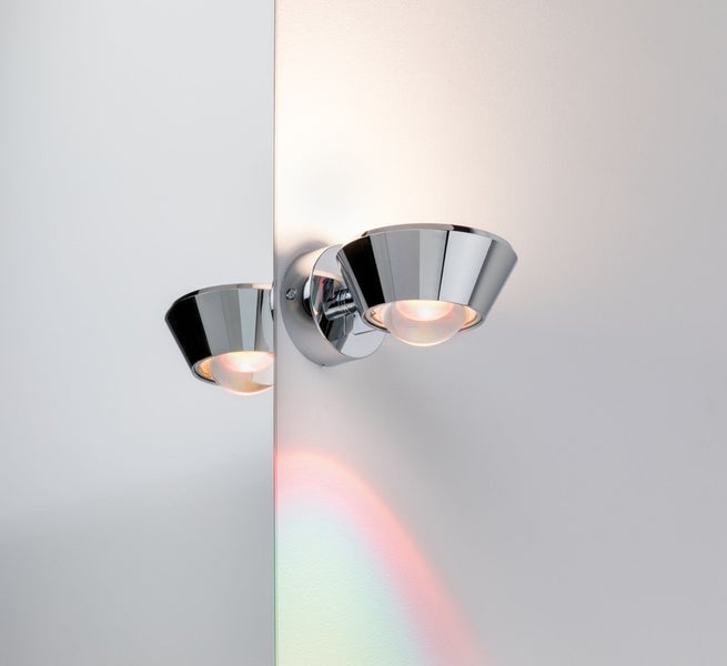 LED Wandleuchte Sabik IP44 2700K 800lm / 390lm 230V 9W / 4W dimmbar Chrom