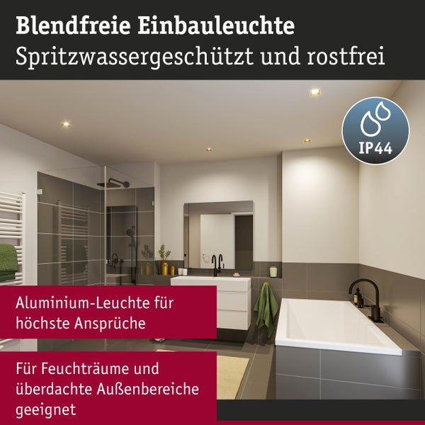 LED Einbauleuchte 3-Step-Dim Cole Coin 3er-Set IP44 eckig 88x88mm Coin 3x6W 3x470lm 230V dimmbar 2700K Weiß, Gold matt