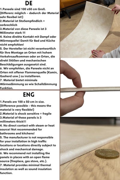 Betonoptik Imitat Paneelen aus Polystyrol XPS Styropor Deckenpaneelen Wandpaneelen 3mm dick - 100x50cm 0,5m² 107XL