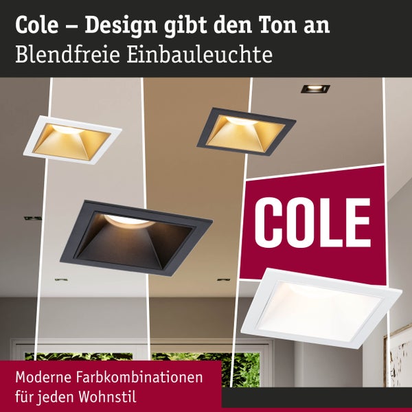 LED Einbauleuchte 3-Step-Dim Cole Coin 3er-Set IP44 eckig 88x88mm Coin 3x6W 3x470lm 230V dimmbar 2700K Weiß, Gold matt