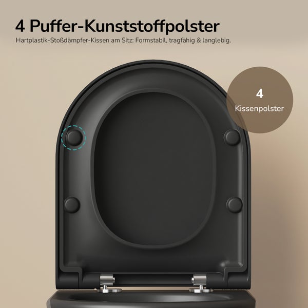 Toilettensitz mit vier Kunststoffpuffern