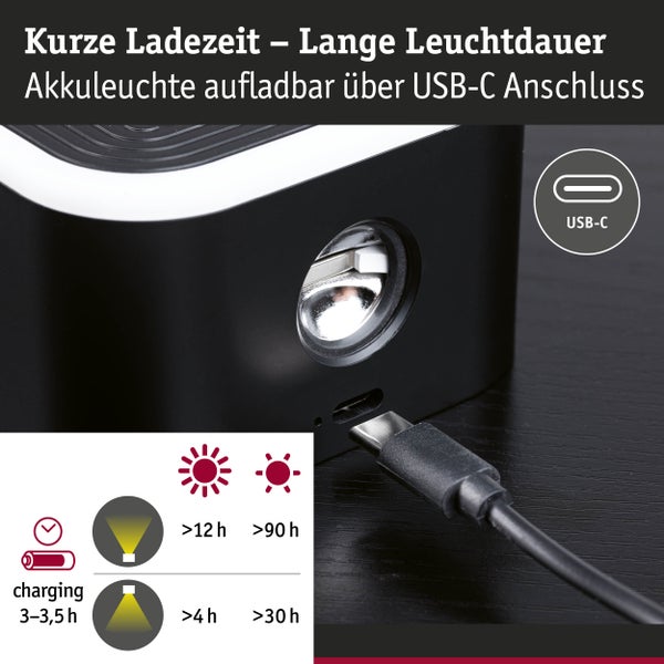 Mobile Tischleuchte Varia White Switch 250lm / 60lm 1,6W / 0,4W Schwarz