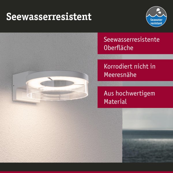 Seawater resistant wall light for outdoor use