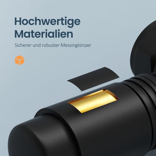 EMKE Heizkörperthermostat Multiblock-Set – Anschlussarmatur mit Thermostat für Heizkörper und Handtuchtrockner, Heizungszubehör in Eck- und Durchgangsform φ16xG1/2, Schwarz
