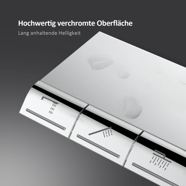 EMKE Duschsystem mit Thermostat Duschset Duschsäuleset mit Brausestange, Handbrause mit 3 Strahlstärken, Regendusche, Chrom