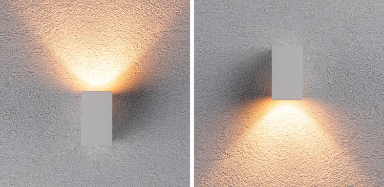 LED Wandleuchte Flame insektenfreundlich IP44 eckig 58x103mm 2200K 4W 265lm 230V 75° Weiß Metall