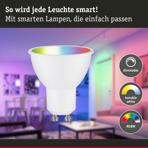 Standard 230V Smart Home Zigbee 3.0 LED Reflektor GU10 350lm 4,8W RGBW+ dimmbar Weiß matt