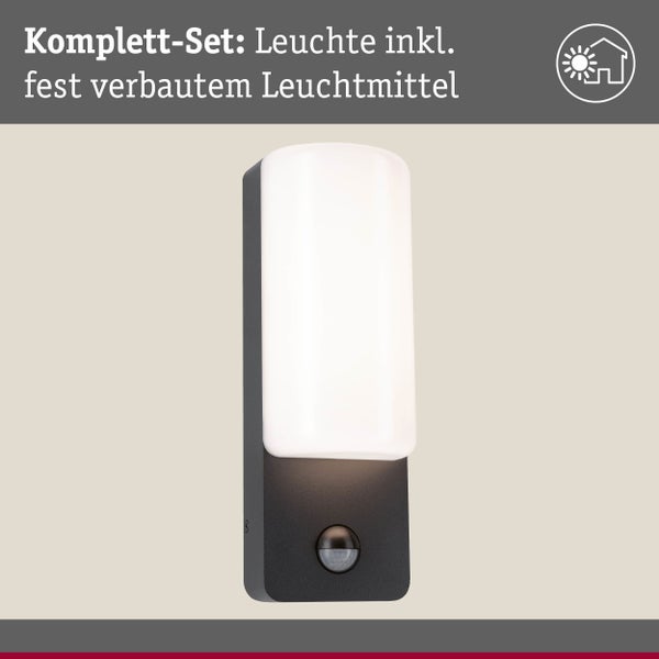 LED Außenwandleuchte Bonnie Dämmerungsgesteuerter Bewegungsmelder (IR) IP44 93x77mm 3000K 8,5W 560lm 230V Anthrazit Aluminium
