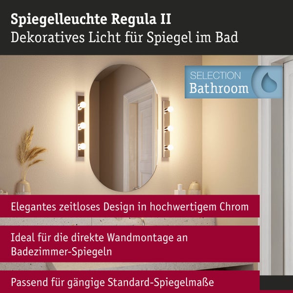 Spiegelleuchte Regula II IP44 E14 230V max. 3x40W dimmbar Chrom