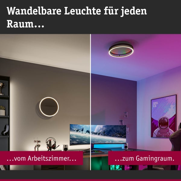 Wand-/Deckenleuchte Spaceglow One RGB+ 2000lm 230V 34,5W dimmbar Schwarz matt
