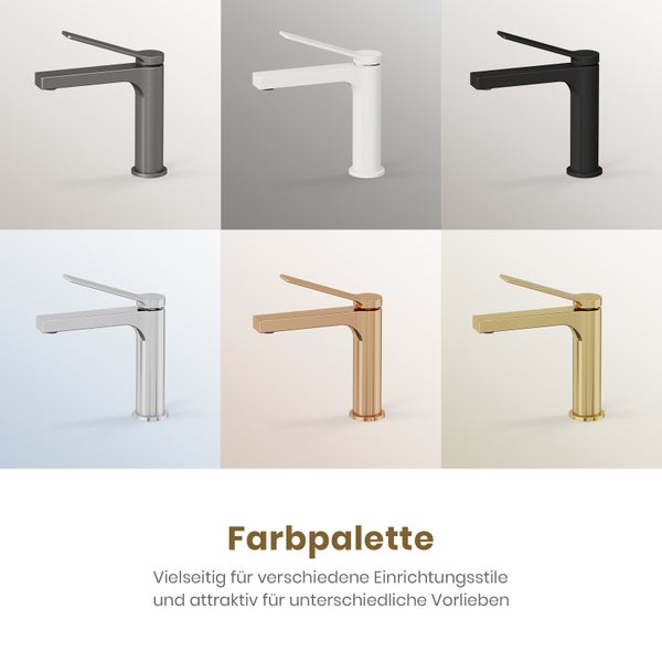 Farbauswahl verschiedener Waschtischarmaturen