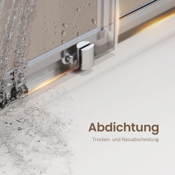 EMKE Eck-Duschkabine 80x80 cm, 5 mm ESG Sicherheitsglas mit Nano-Beschichtung, Doppelte Schiebetüren, Vollrahmen, Aluminiumrahmen, Platzsparend, Verstellbar bis 20 mm, Für Badezimmer