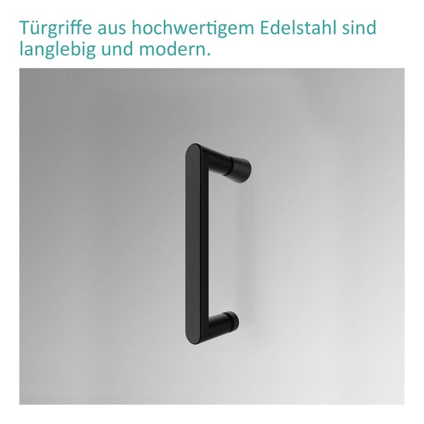 EMKE Duschkabine 90 x 90 cm Schiebetür mit  Rollen, 5 mm ESG-Sicherheitsglas, Mattschwarz, Schnellmontage, Höhe: 190 cm
