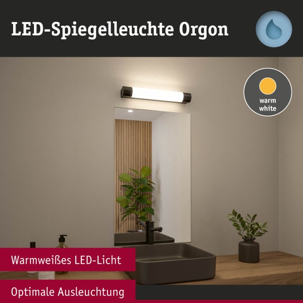 Selection Bathroom LED Spiegelleuchte Orgon Steckdose IP44 3000K 600lm 230V 7,5W Schwarz