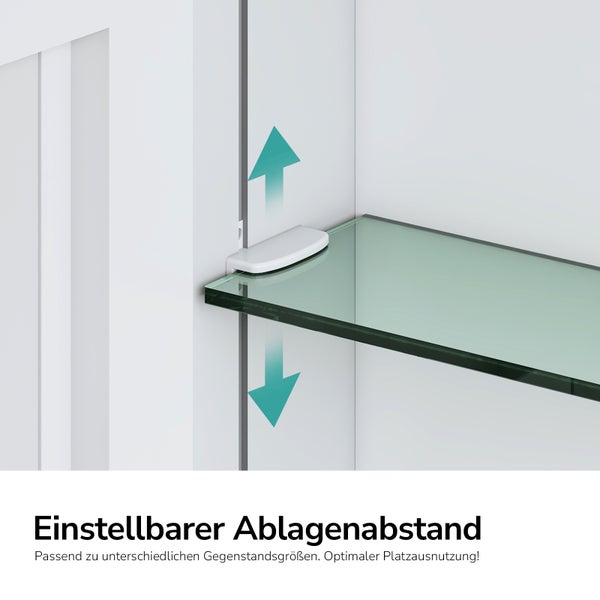 Einstellbarer Glasboden zur variablen Gestaltung des Stauraums